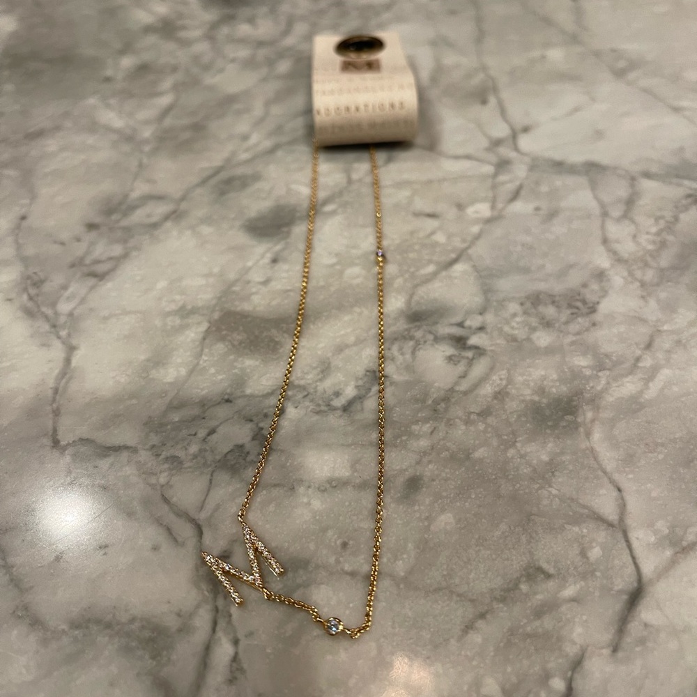 Anthropologie Delicate Monogram Necklace - M